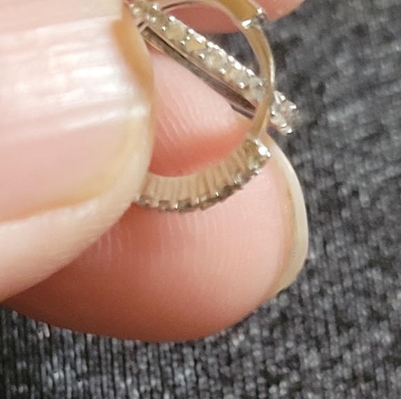 10k white gold CZ diamond hoops earrings - Picture 3 of 4